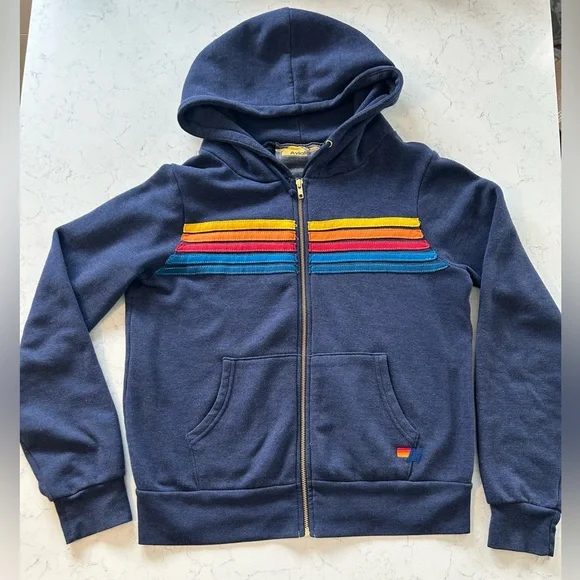 EUC Navy Aviator Nation Blue 5 Stripe Hoodie - Picture 5 of 13